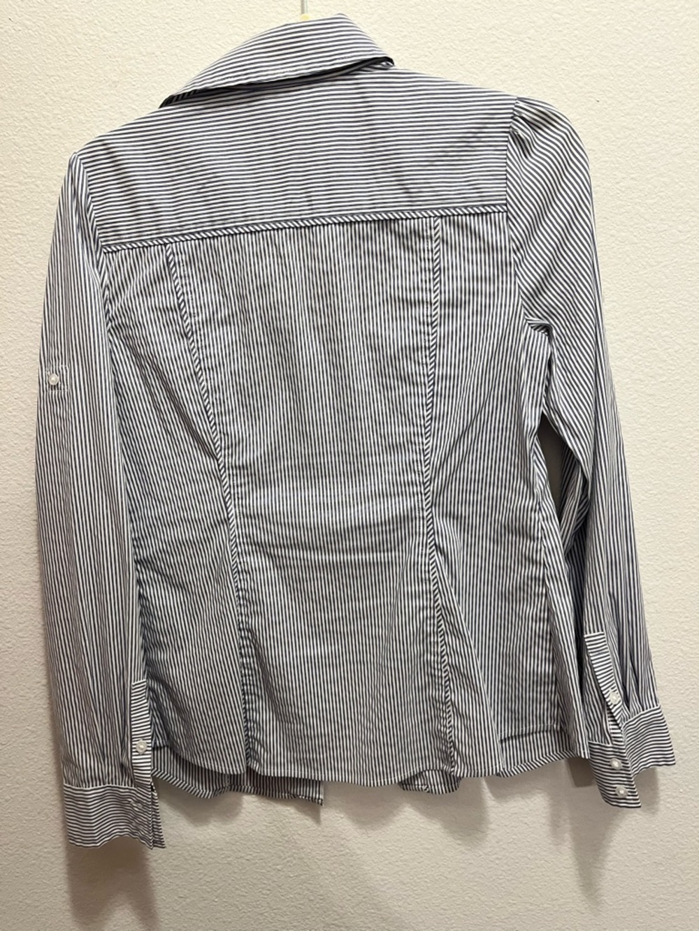 WHBM Blue & White Striped Button Down Shirt - Picture 4 of 5
